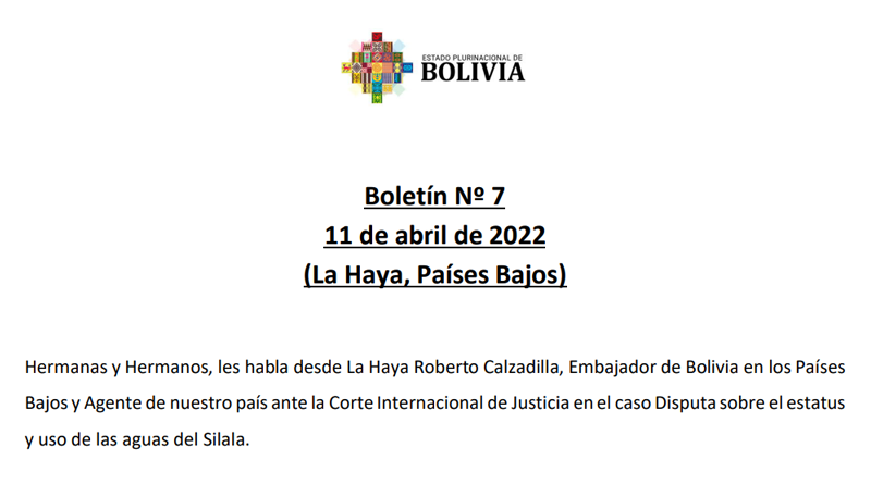 Boletín No 7 – 11 de abril de 2022 (La Haya, Países Bajos)